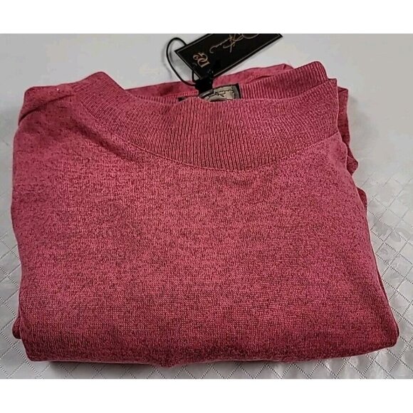 DG2 Diane Gilman Pullover Tunic Sweater M Pink Black Knit Front Left Side Pleats - Picture 8 of 8